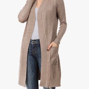 Open Front Cardigan Sweater in Camel